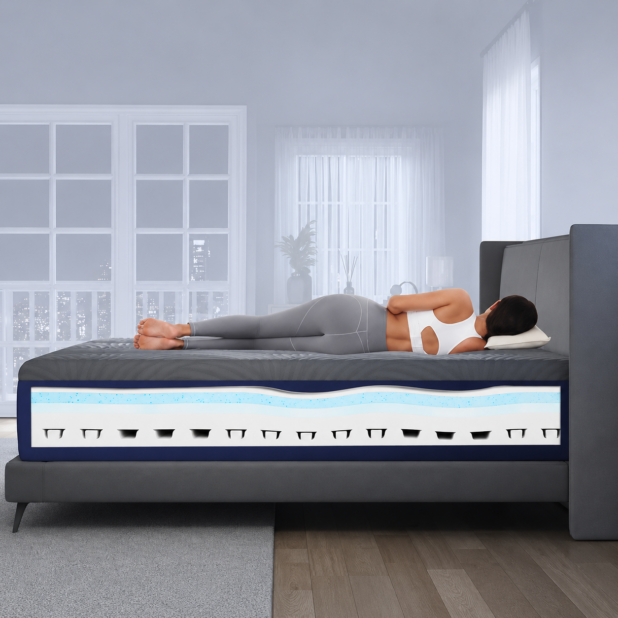 Premium Memory Foam & Pocket Spring Mattress Breathable Medium Firm Bed Mattress for Twin Full Queen King Size Beds Comfortable Pressure Relief Sleep Support