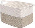 Storage Basket, 13"x10"x9" Cotton Rope Organizer for Dog Toys, Books, Stylish Gift Basket with Handles, Small Laundry Baskets for Shelves, Gradient Brown