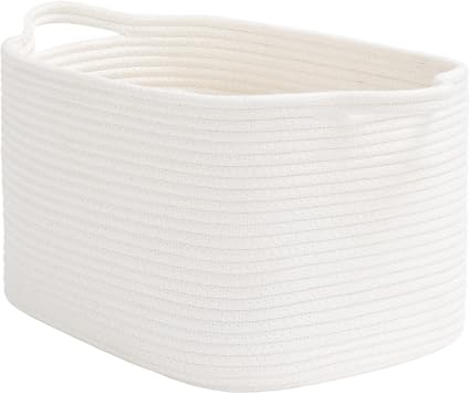 Storage Basket, 13"x10"x9" Cotton Rope Organizer for Dog Toys, Books, Stylish Gift Basket with Handles, Small Laundry Baskets for Shelves, Gradient Brown